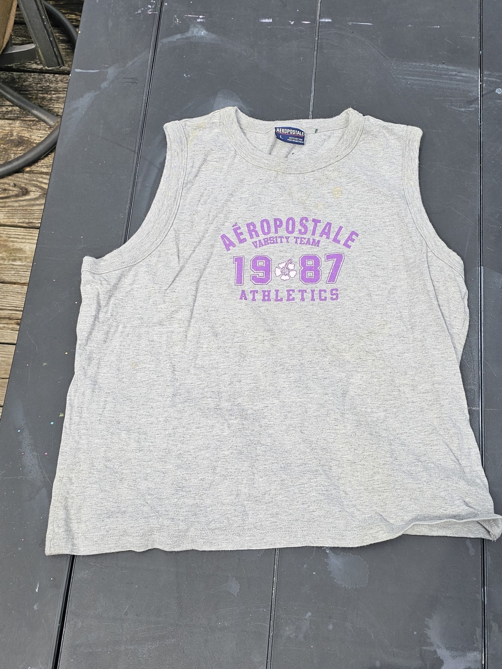 Aeropostale Light Gray Crewneck Tee with Navy Tag